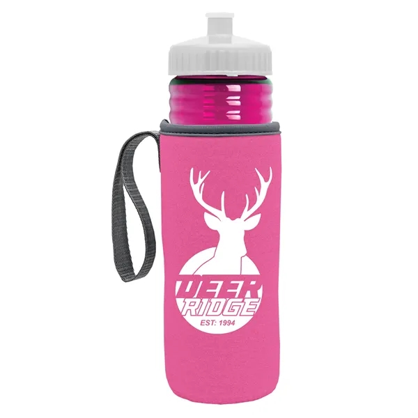 24 oz. Sports Bottle & Caddy - Push-Pull Lid... from ASI 40480 Koozie Group