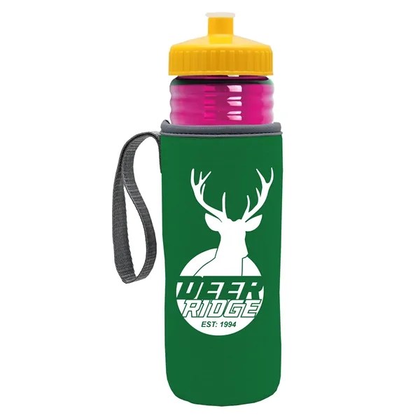 24 oz. Sports Bottle & Caddy - Push-Pull Lid... from ASI 40480 Koozie Group
