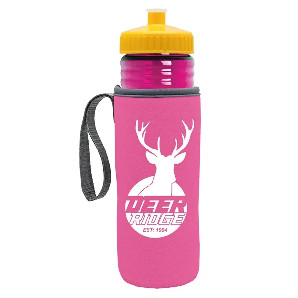 24 oz. Sports Bottle & Caddy - Push-Pull Lid... from ASI 40480 Koozie Group