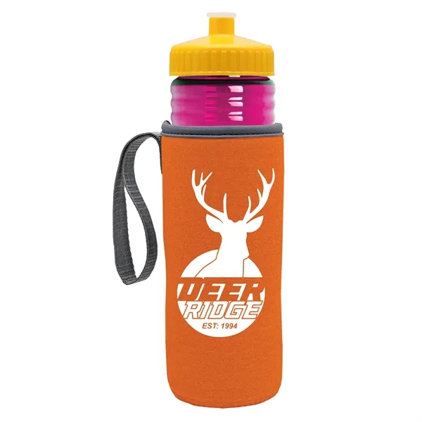 24 oz. Sports Bottle & Caddy - Push-Pull Lid... from ASI 40480 Koozie Group
