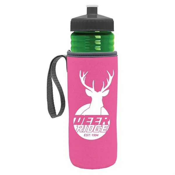 24 oz. Sports Bottle & Caddy - Push-Pull Lid... from ASI 40480 Koozie Group