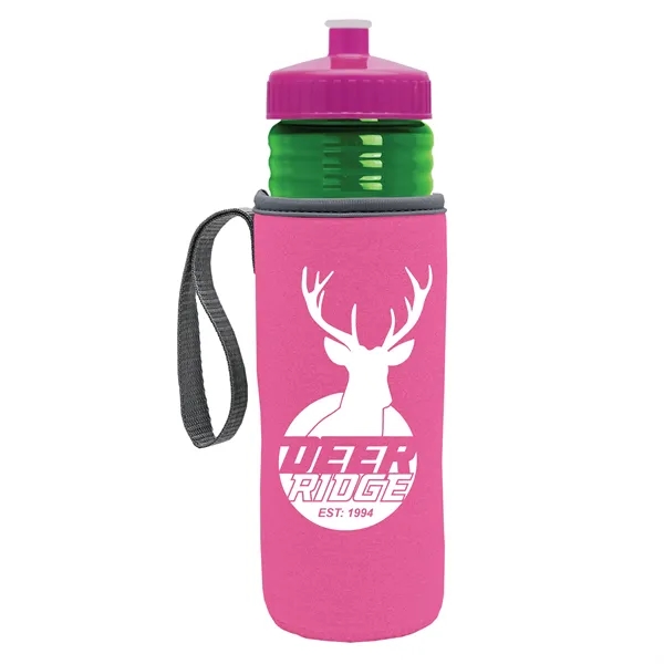 24 oz. Sports Bottle & Caddy - Push-Pull Lid... from ASI 40480 Koozie Group