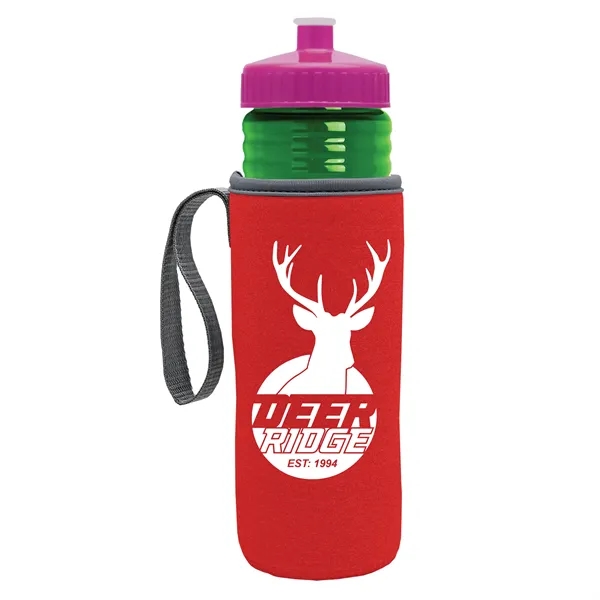 24 oz. Sports Bottle & Caddy - Push-Pull Lid... from ASI 40480 Koozie Group