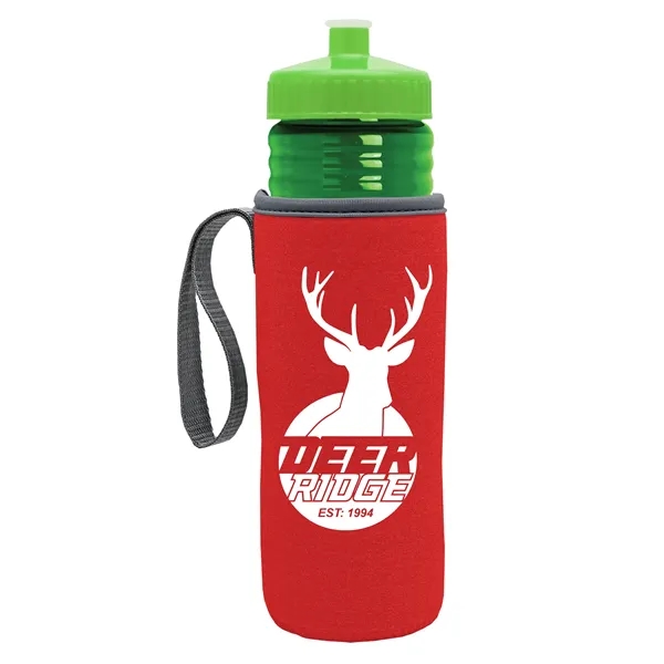 24 oz. Sports Bottle & Caddy - Push-Pull Lid... from ASI 40480 Koozie Group