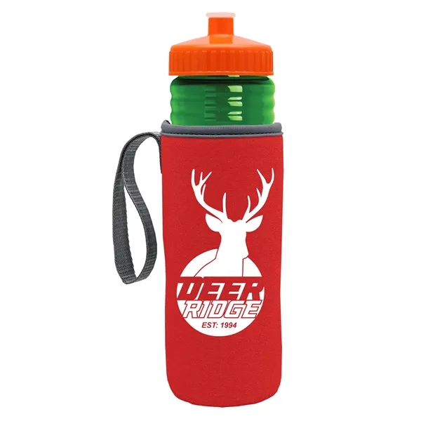 24 oz. Sports Bottle & Caddy - Push-Pull Lid... from ASI 40480 Koozie Group
