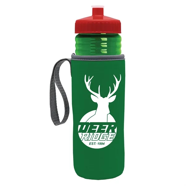 24 oz. Sports Bottle & Caddy - Push-Pull Lid... from ASI 40480 Koozie Group