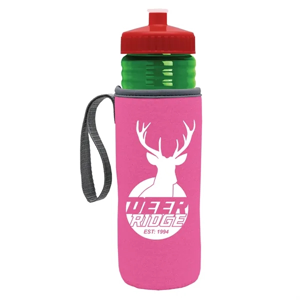 24 oz. Sports Bottle & Caddy - Push-Pull Lid... from ASI 40480 Koozie Group