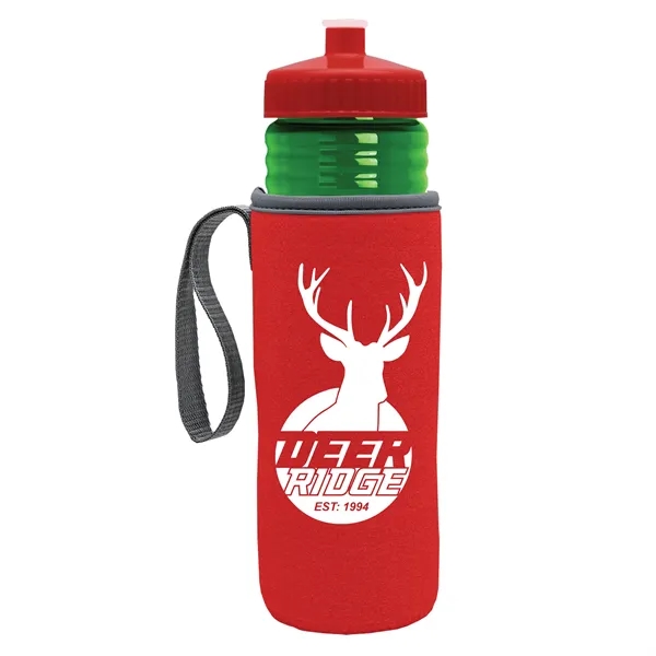 24 oz. Sports Bottle & Caddy - Push-Pull Lid... from ASI 40480 Koozie Group