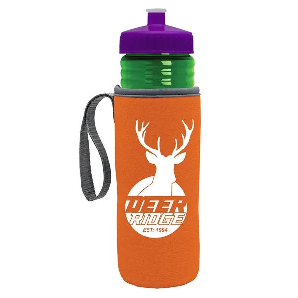 24 oz. Sports Bottle & Caddy - Push-Pull Lid... from ASI 40480 Koozie Group