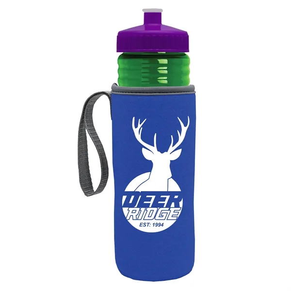 24 oz. Sports Bottle & Caddy - Push-Pull Lid... from ASI 40480 Koozie Group
