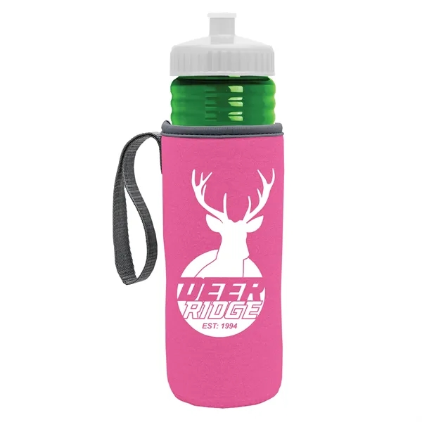 24 oz. Sports Bottle & Caddy - Push-Pull Lid... from ASI 40480 Koozie Group