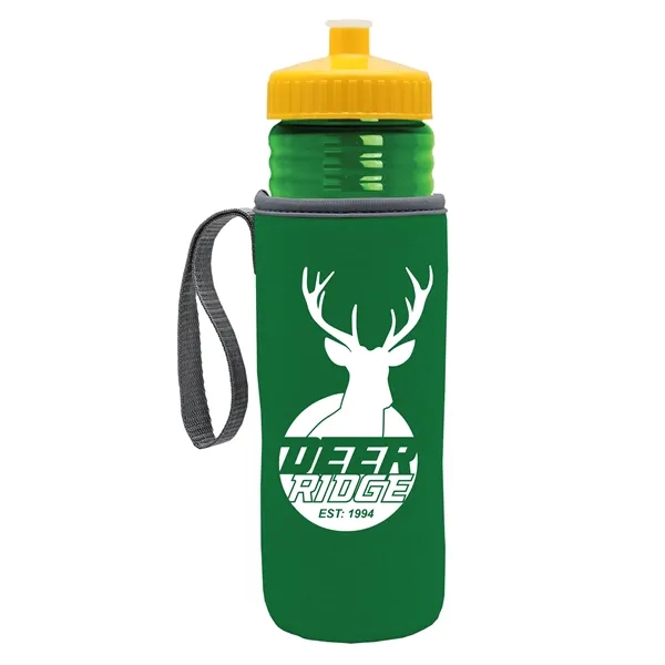24 oz. Sports Bottle & Caddy - Push-Pull Lid... from ASI 40480 Koozie Group