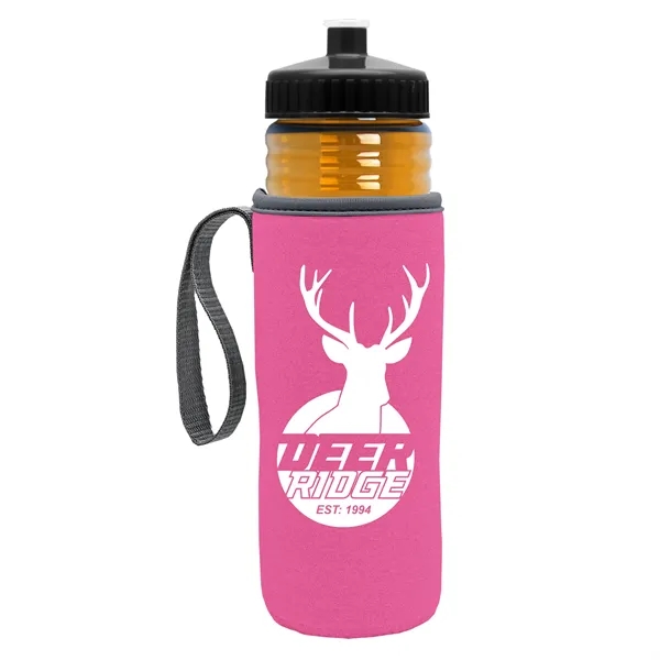 24 oz. Sports Bottle & Caddy - Push-Pull Lid... from ASI 40480 Koozie Group