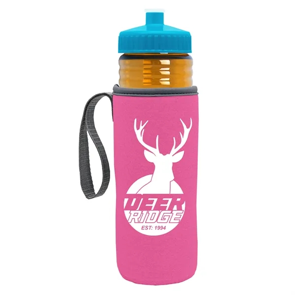 24 oz. Sports Bottle & Caddy - Push-Pull Lid... from ASI 40480 Koozie Group
