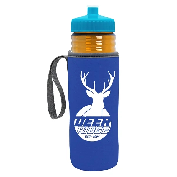 24 oz. Sports Bottle & Caddy - Push-Pull Lid... from ASI 40480 Koozie Group