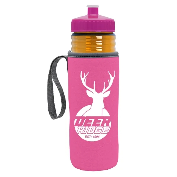 24 oz. Sports Bottle & Caddy - Push-Pull Lid... from ASI 40480 Koozie Group