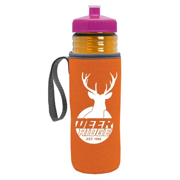 24 oz. Sports Bottle & Caddy - Push-Pull Lid... from ASI 40480 Koozie Group