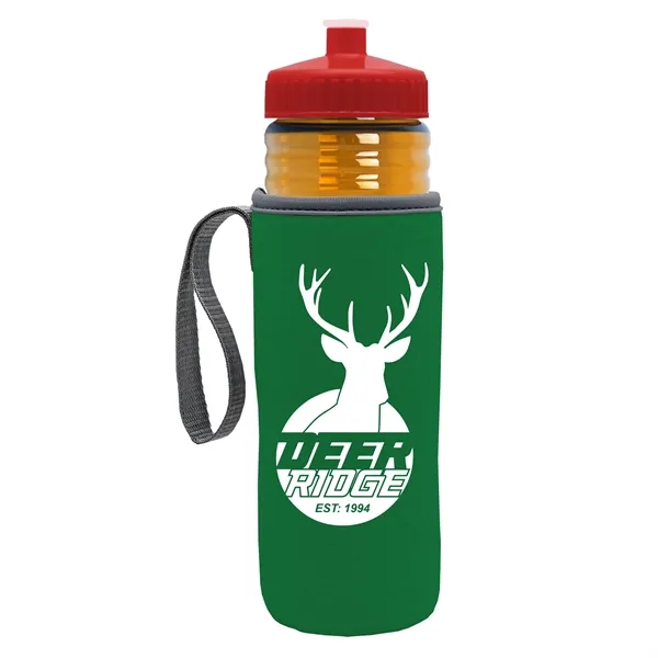 24 oz. Sports Bottle & Caddy - Push-Pull Lid... from ASI 40480 Koozie Group