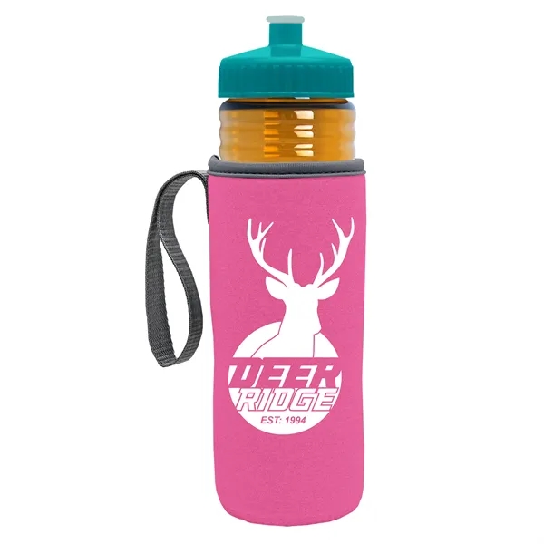 24 oz. Sports Bottle & Caddy - Push-Pull Lid... from ASI 40480 Koozie Group