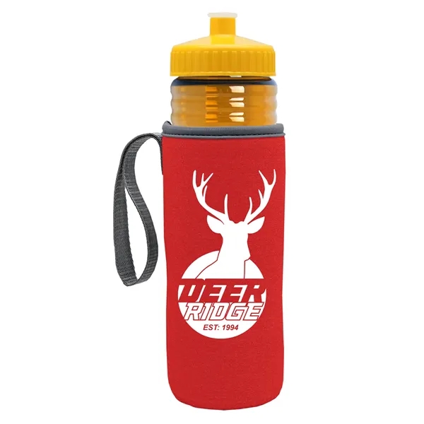 24 oz. Sports Bottle & Caddy - Push-Pull Lid... from ASI 40480 Koozie Group