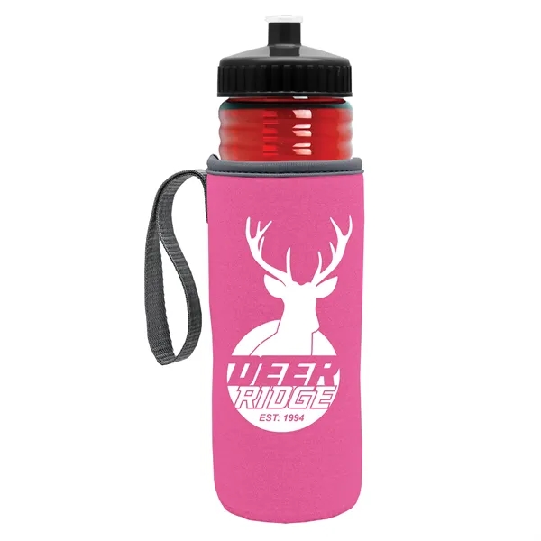 24 oz. Sports Bottle & Caddy - Push-Pull Lid... from ASI 40480 Koozie Group