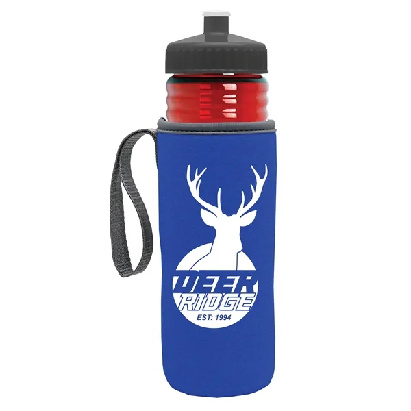 24 oz. Sports Bottle & Caddy - Push-Pull Lid... from ASI 40480 Koozie Group