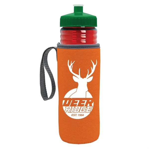 24 oz. Sports Bottle & Caddy - Push-Pull Lid... from ASI 40480 Koozie Group