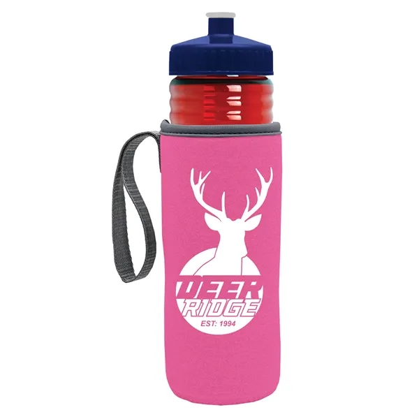 24 oz. Sports Bottle & Caddy - Push-Pull Lid... from ASI 40480 Koozie Group