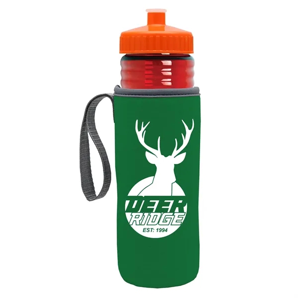 24 oz. Sports Bottle & Caddy - Push-Pull Lid... from ASI 40480 Koozie Group