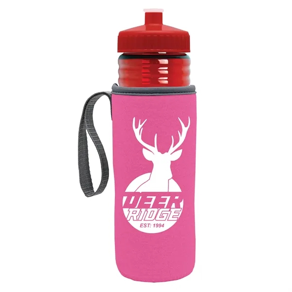 24 oz. Sports Bottle & Caddy - Push-Pull Lid... from ASI 40480 Koozie Group