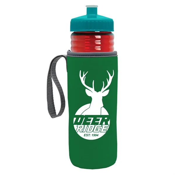 24 oz. Sports Bottle & Caddy - Push-Pull Lid... from ASI 40480 Koozie Group