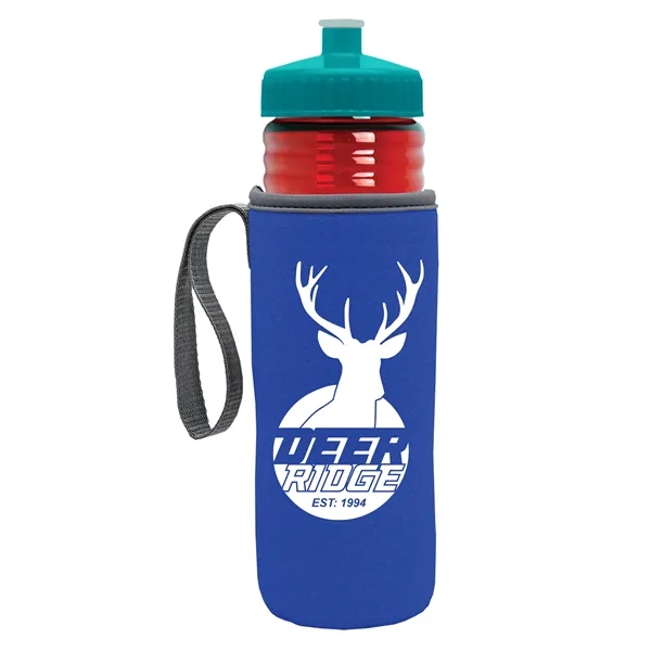 24 oz. Sports Bottle & Caddy - Push-Pull Lid... from ASI 40480 Koozie Group