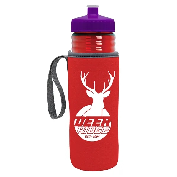 24 oz. Sports Bottle & Caddy - Push-Pull Lid... from ASI 40480 Koozie Group