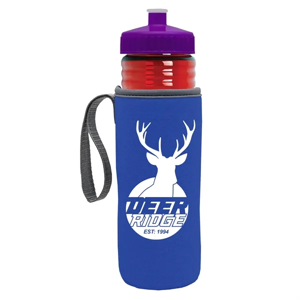24 oz. Sports Bottle & Caddy - Push-Pull Lid... from ASI 40480 Koozie Group