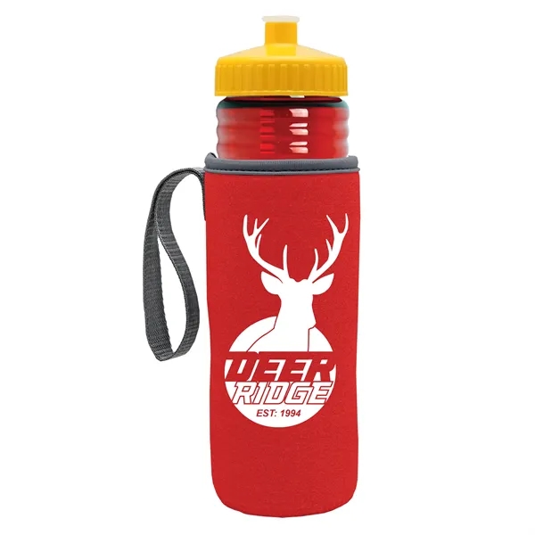 24 oz. Sports Bottle & Caddy - Push-Pull Lid... from ASI 40480 Koozie Group