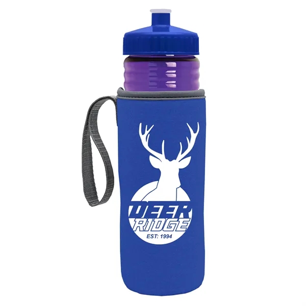 24 oz. Sports Bottle & Caddy - Push-Pull Lid... from ASI 40480 Koozie Group