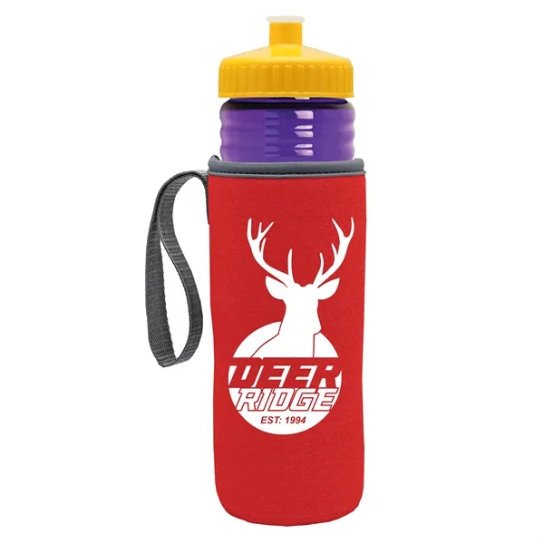 24 oz. Sports Bottle & Caddy - Push-Pull Lid... from ASI 40480 Koozie Group