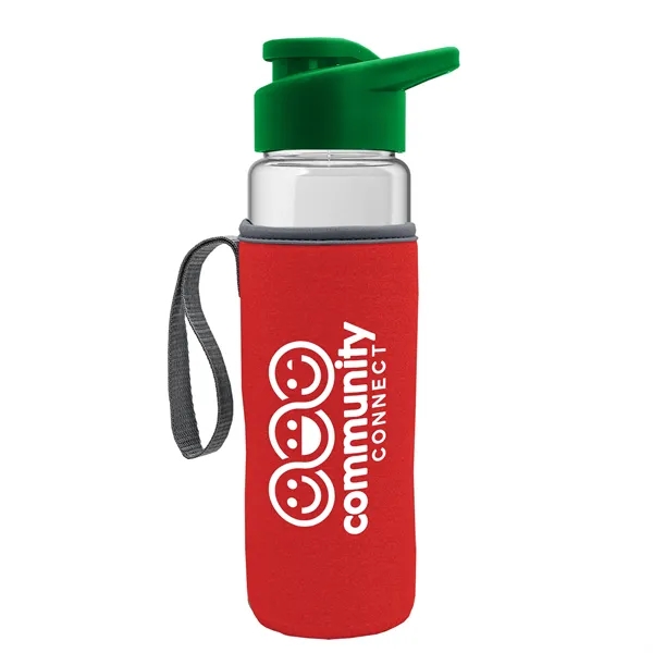 24 oz. Transparent Sports bottle with drink-thru lid  & Caddy... from ASI 40480 Koozie Group