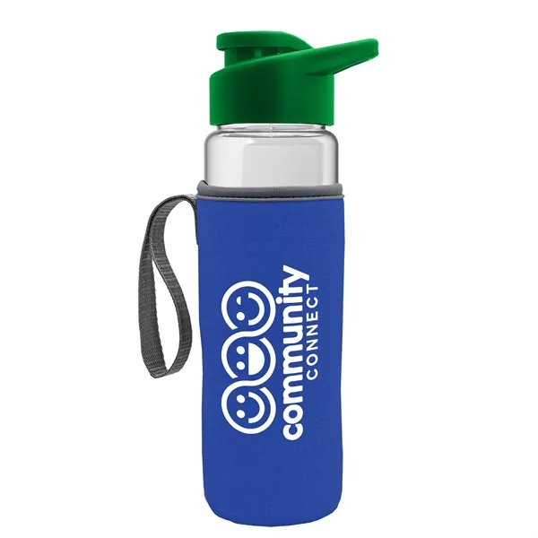 24 oz. Transparent Sports bottle with drink-thru lid  & Caddy... from ASI 40480 Koozie Group