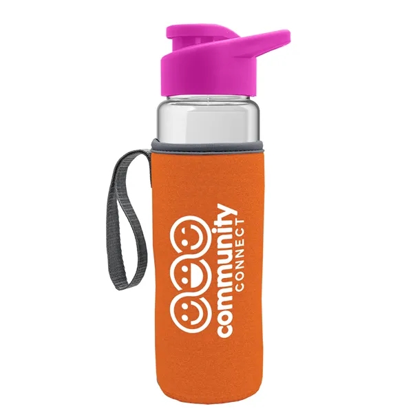 24 oz. Transparent Sports bottle with drink-thru lid  & Caddy... from ASI 40480 Koozie Group