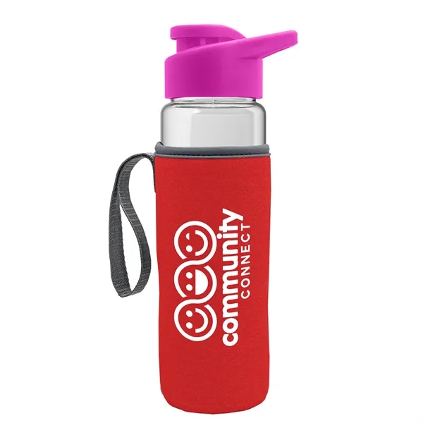 24 oz. Transparent Sports bottle with drink-thru lid  & Caddy... from ASI 40480 Koozie Group