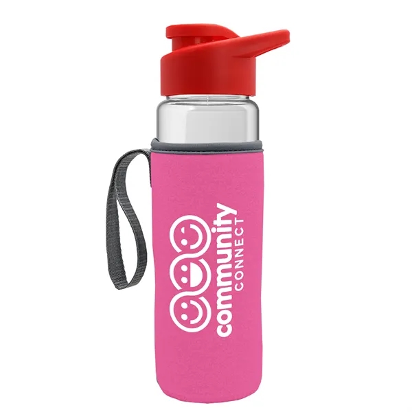 24 oz. Transparent Sports bottle with drink-thru lid  & Caddy... from ASI 40480 Koozie Group