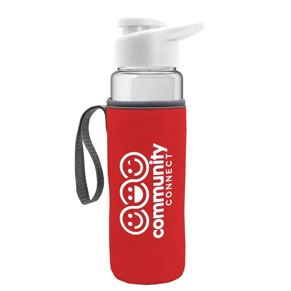 24 oz. Transparent Sports bottle with drink-thru lid  & Caddy... from ASI 40480 Koozie Group