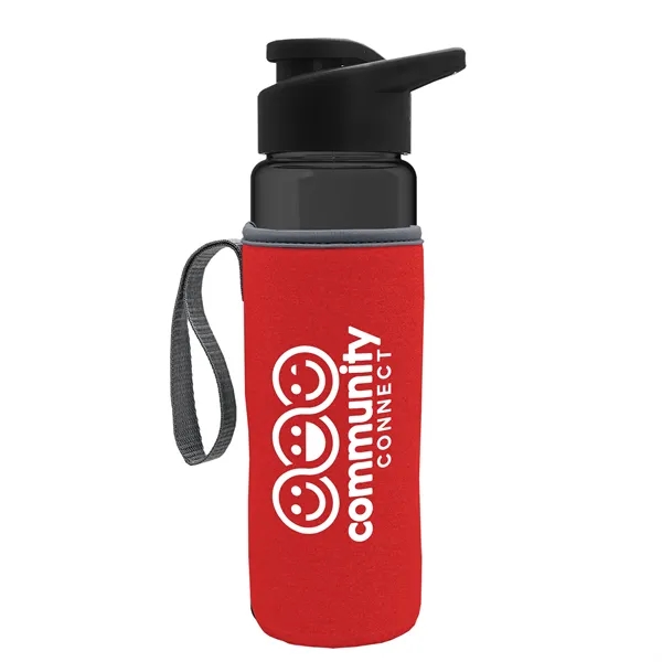 24 oz. Transparent Sports bottle with drink-thru lid  & Caddy... from ASI 40480 Koozie Group