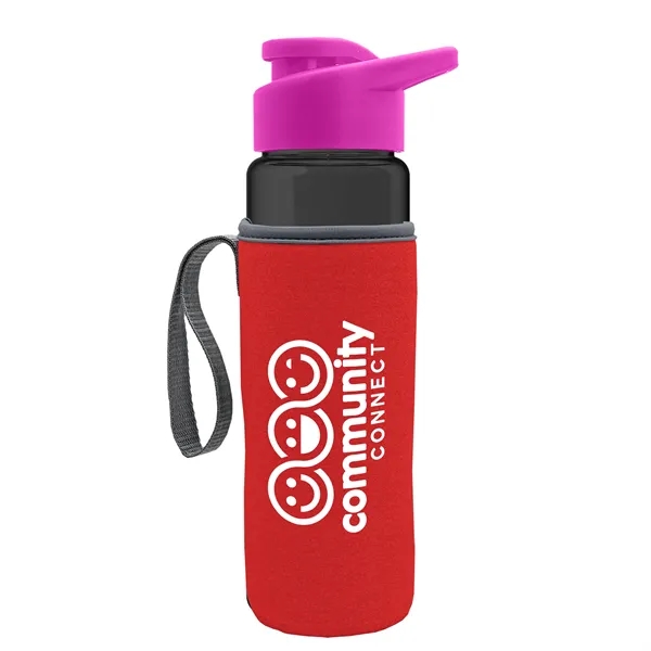 24 oz. Transparent Sports bottle with drink-thru lid  & Caddy... from ASI 40480 Koozie Group