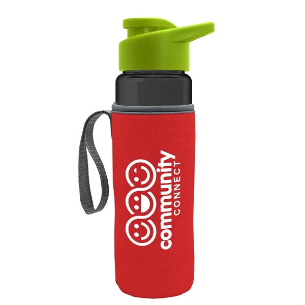 24 oz. Transparent Sports bottle with drink-thru lid  & Caddy... from ASI 40480 Koozie Group