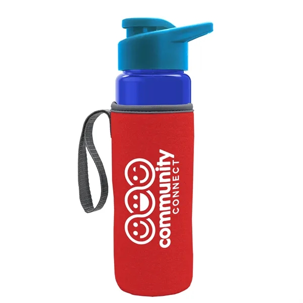 24 oz. Transparent Sports bottle with drink-thru lid  & Caddy... from ASI 40480 Koozie Group