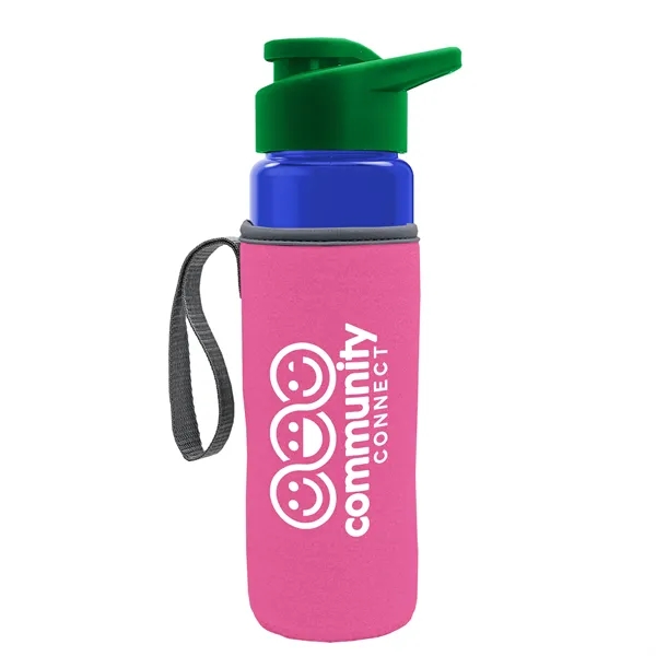 24 oz. Transparent Sports bottle with drink-thru lid  & Caddy... from ASI 40480 Koozie Group