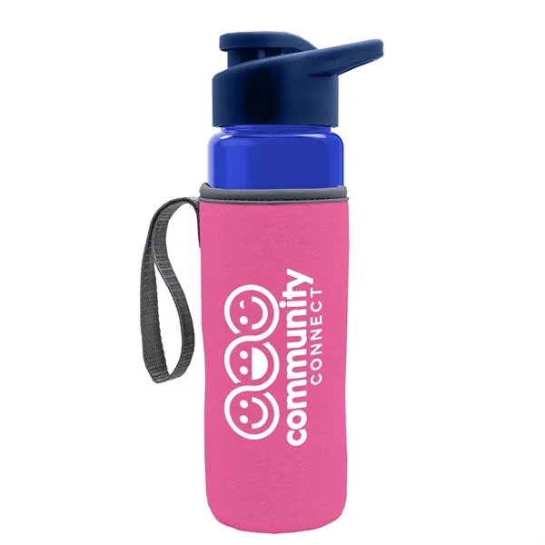 24 oz. Transparent Sports bottle with drink-thru lid  & Caddy... from ASI 40480 Koozie Group