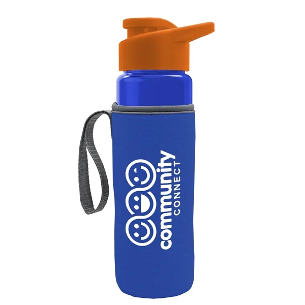 24 oz. Transparent Sports bottle with drink-thru lid  & Caddy... from ASI 40480 Koozie Group